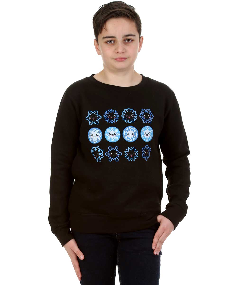 Trendy Toggs Kids Christmas Snowflake Emojis Jumper Black