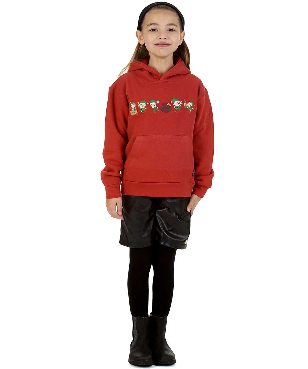 Trendy Toggs Kids Elf Christmas Overhead Hoodie Rust