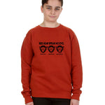 Kids 3 Wise Monkey Print Rust Sweatshirt