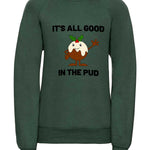 Trendy Toggs Kids Christmas pudding Jumper Green