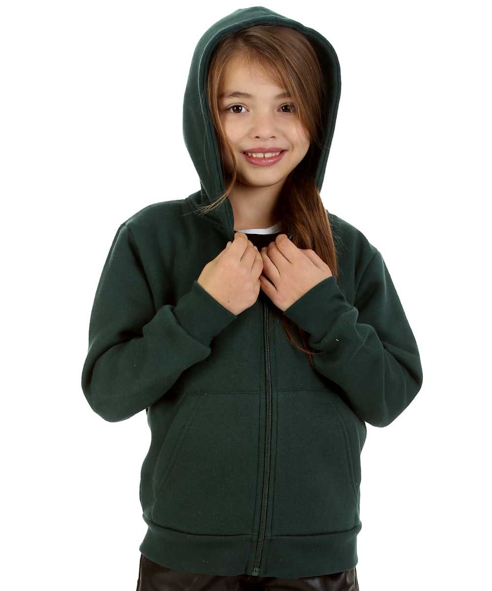 Trendy Toggs Kids Plain Bottle Green Zip Up Hoodie