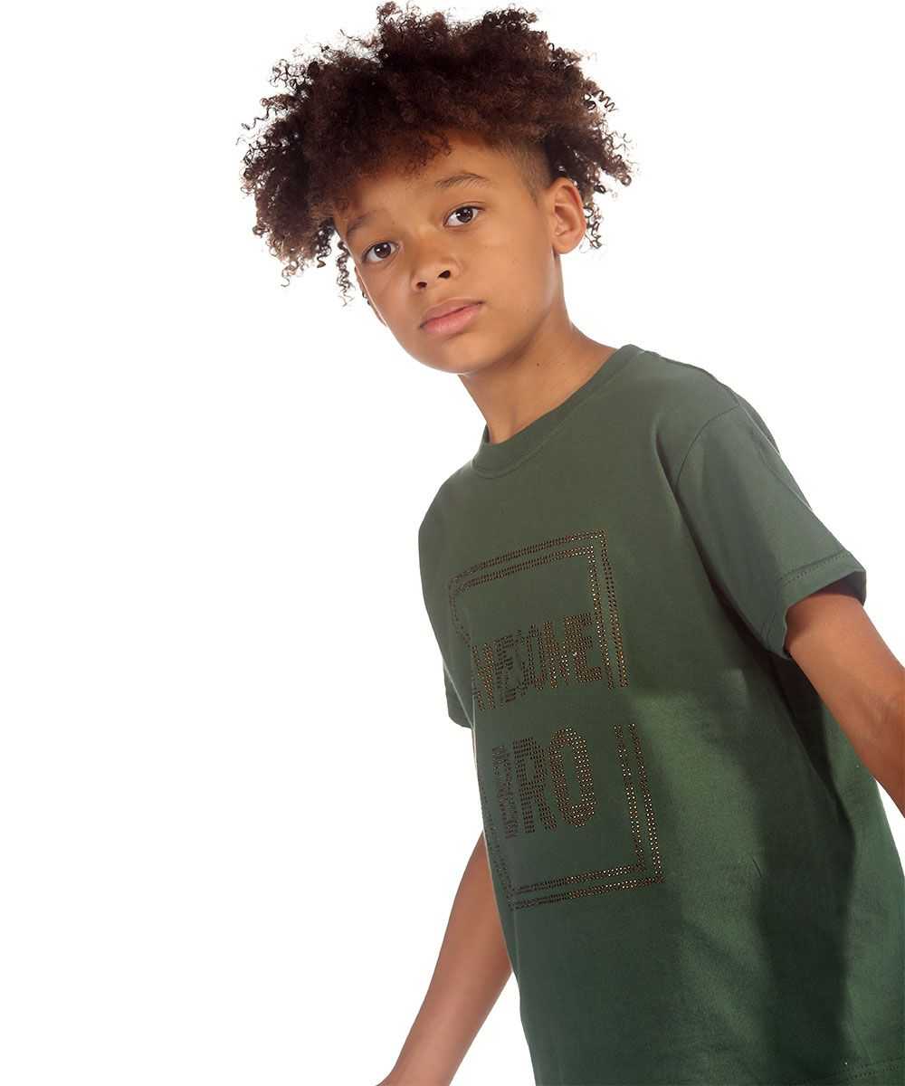 Trendy Toggs Kids Awesome Bro Rhinestone Green T-shirt