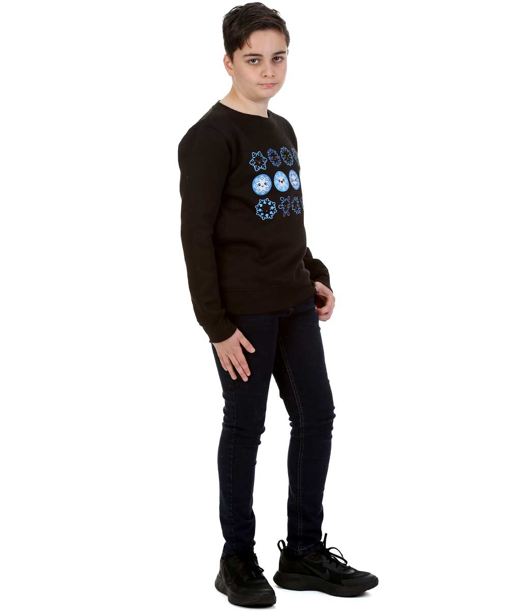 Trendy Toggs Kids Christmas Snowflake Emojis Jumper Black