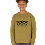 Kids 3 Wise Monkey Print Olive Green Sweatshirt