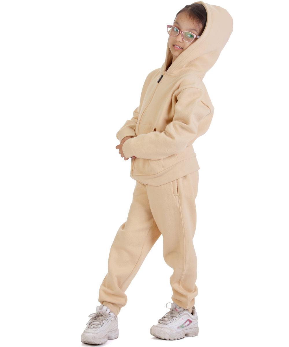 Trendy Toggs Kids Fleece Zip Up Nude Tracksuit