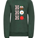 Trendy Toggs Kids Christmas HO HO HO Jumper Green