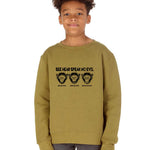 Kids 3 Wise Monkey Print Olive Green Sweatshirt
