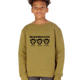 Kids 3 Wise Monkey Print Olive Green Sweatshirt