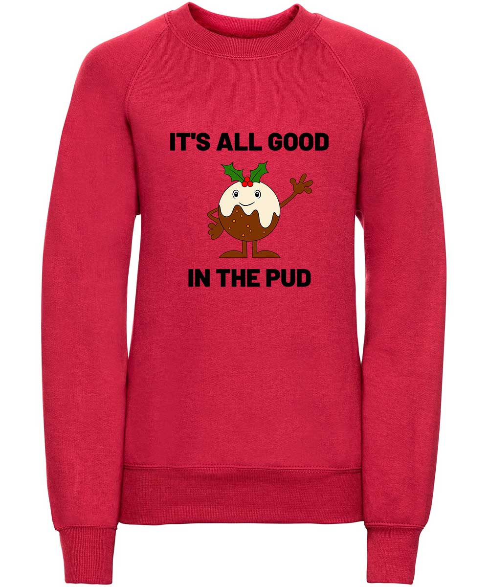 Trendy Toggs Kids Christmas pudding Jumper Red