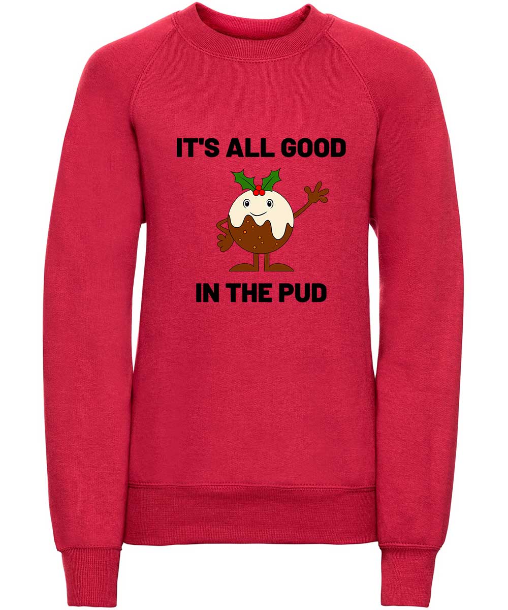 Trendy Toggs Kids Christmas pudding Jumper Red