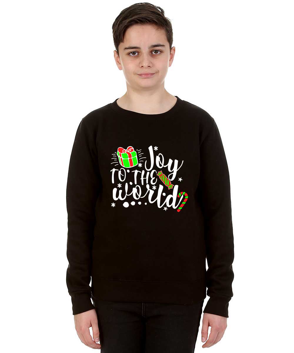 Kids Christmas Candy Joy to the World Jumper Black