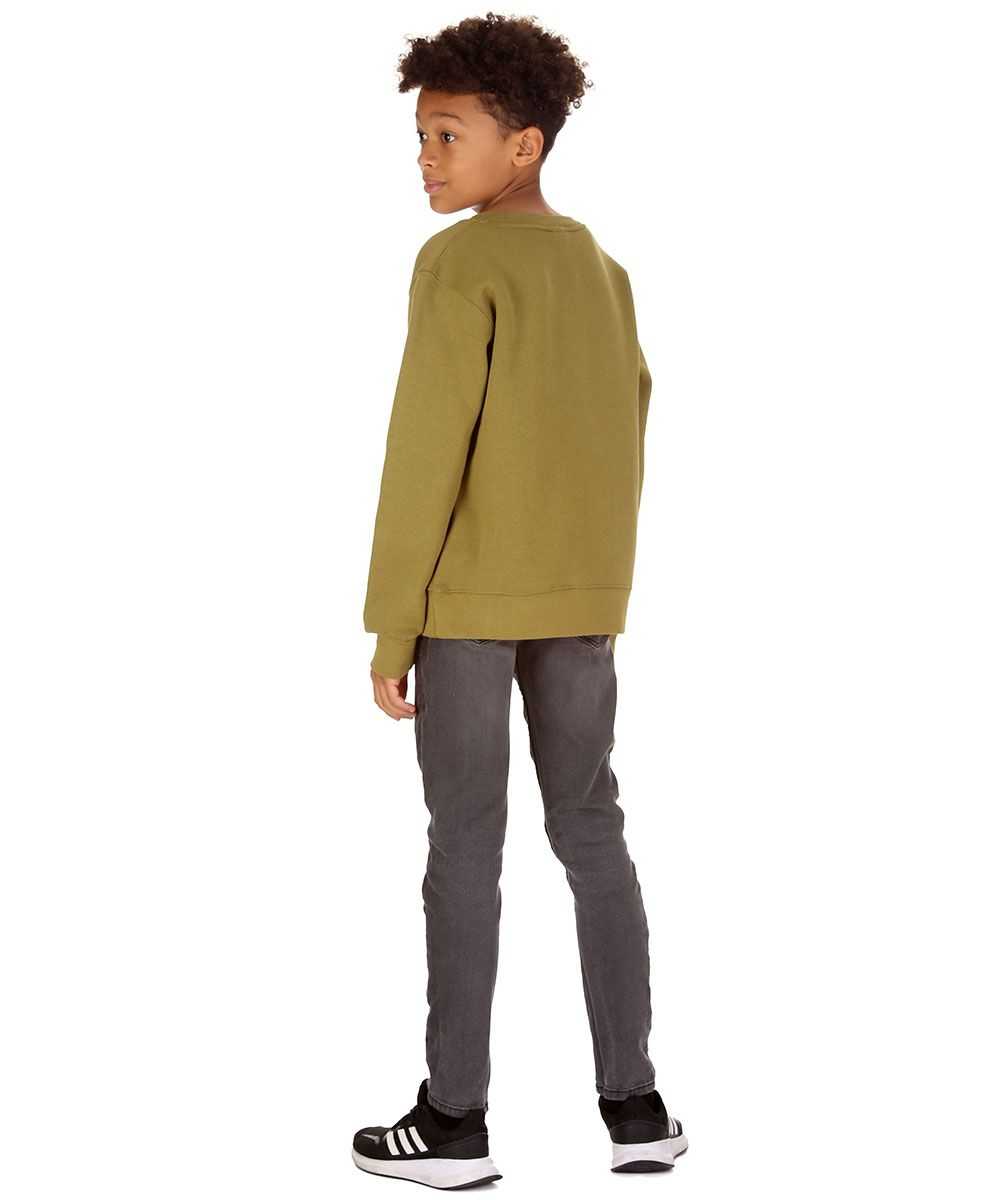 Kids 3 Wise Monkey Print Olive Green Sweatshirt