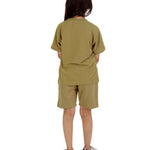 Kids Olive Green T-shirt and Shorts Set