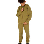 Trendy Toggs Kids Fleece Zip Up Olive Green Tracksuit