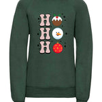 Trendy Toggs Kids Christmas HO HO HO Jumper Green
