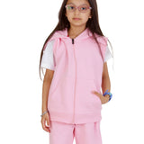 Kids Pink 2-Piece Gilet and Shorts Set