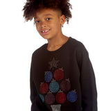 BLANQS Kids Christmas Tree Rhinestone Detail Black Jumper