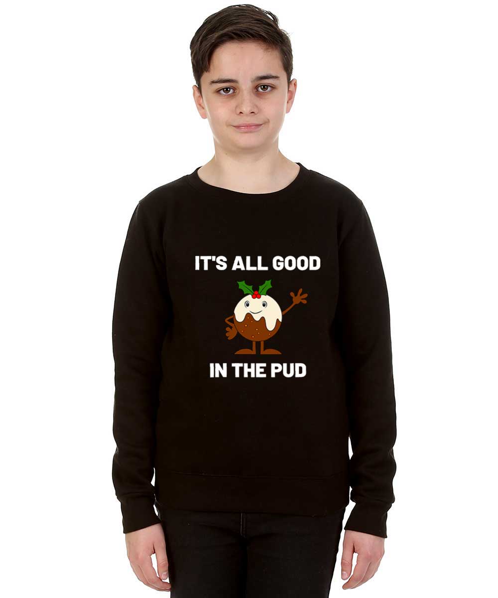 Trendy Toggs Kids Christmas pudding Jumper Black