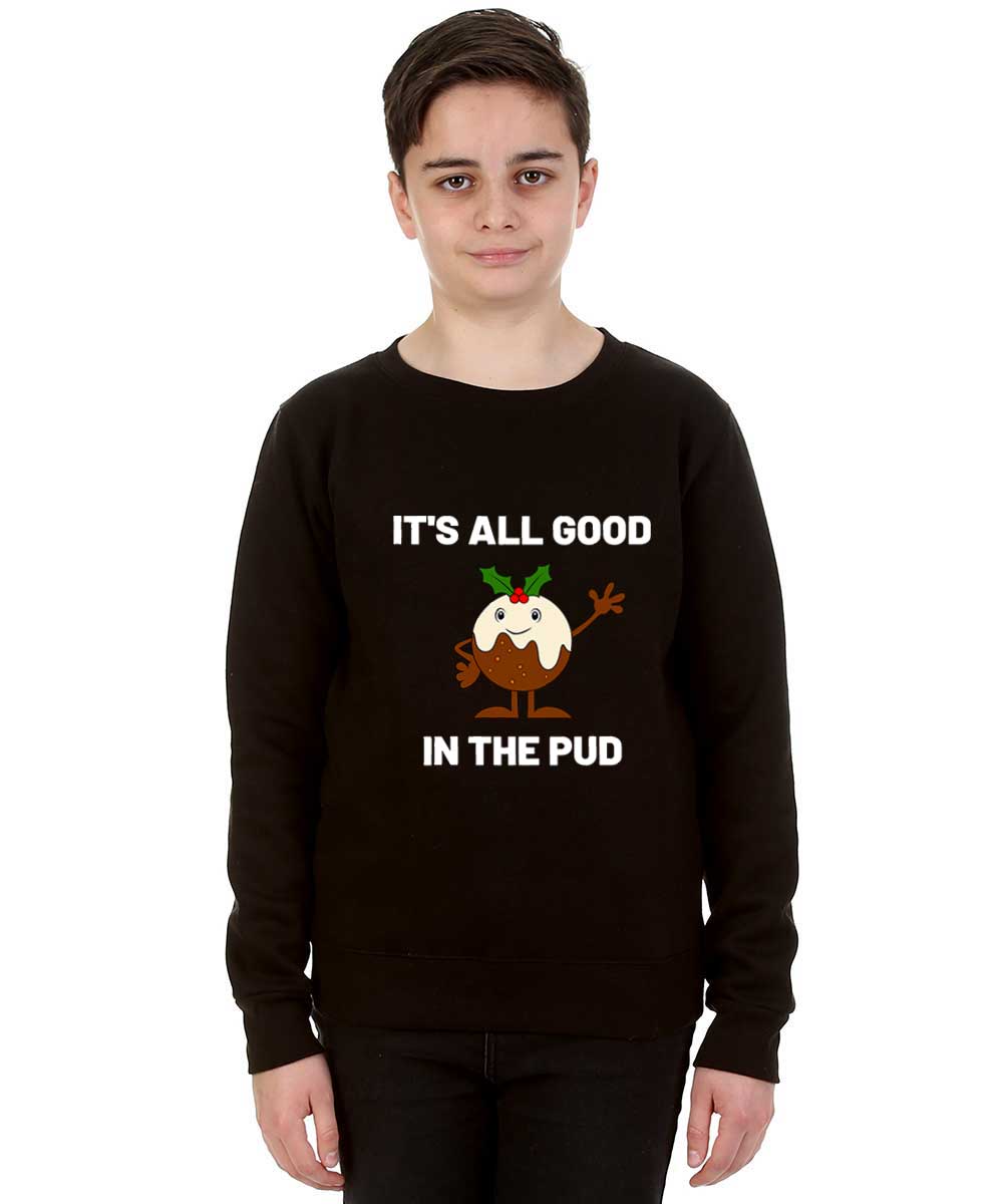 Trendy Toggs Kids Christmas pudding Jumper Black
