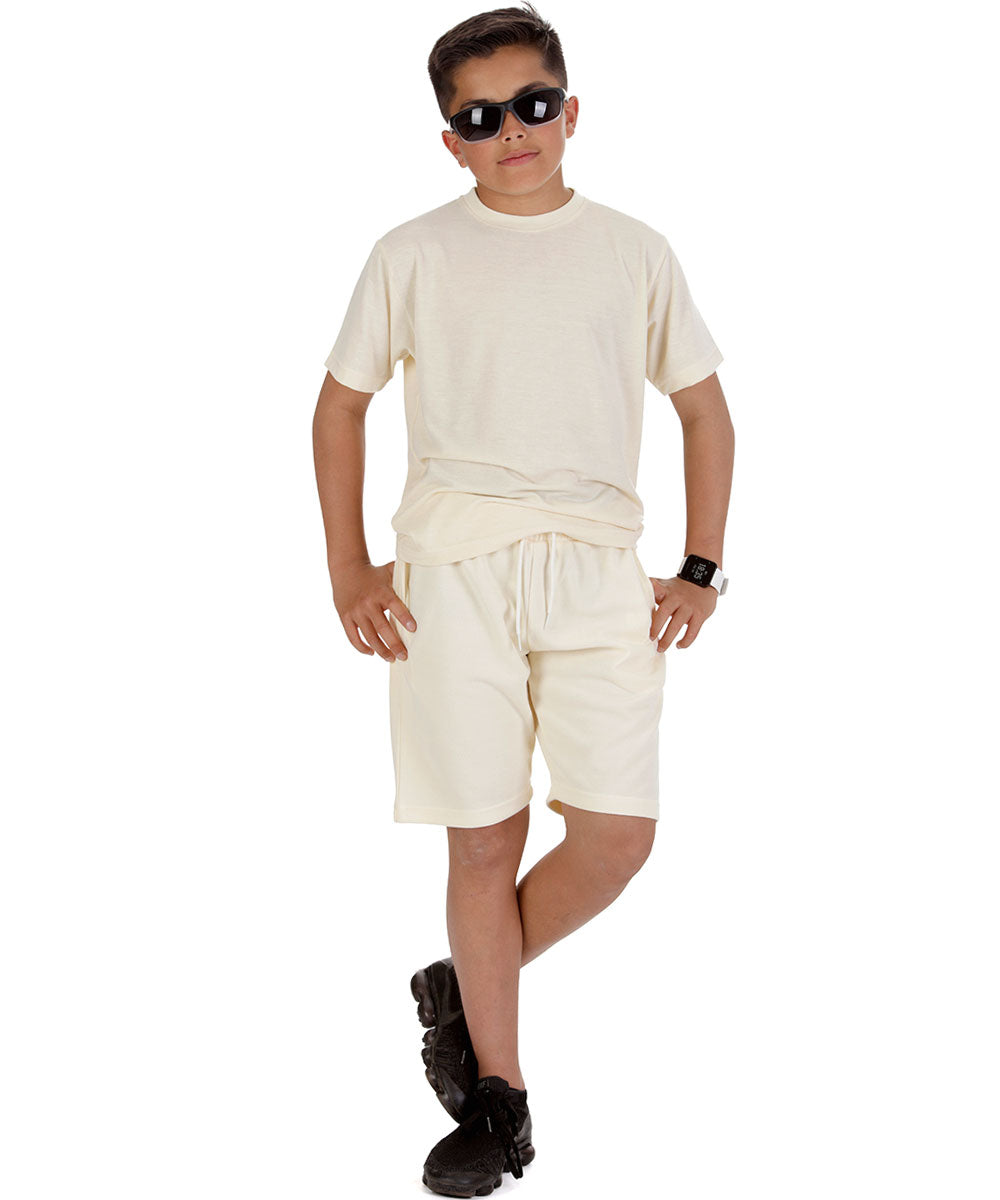 Kids Cream T-shirt and Shorts Set