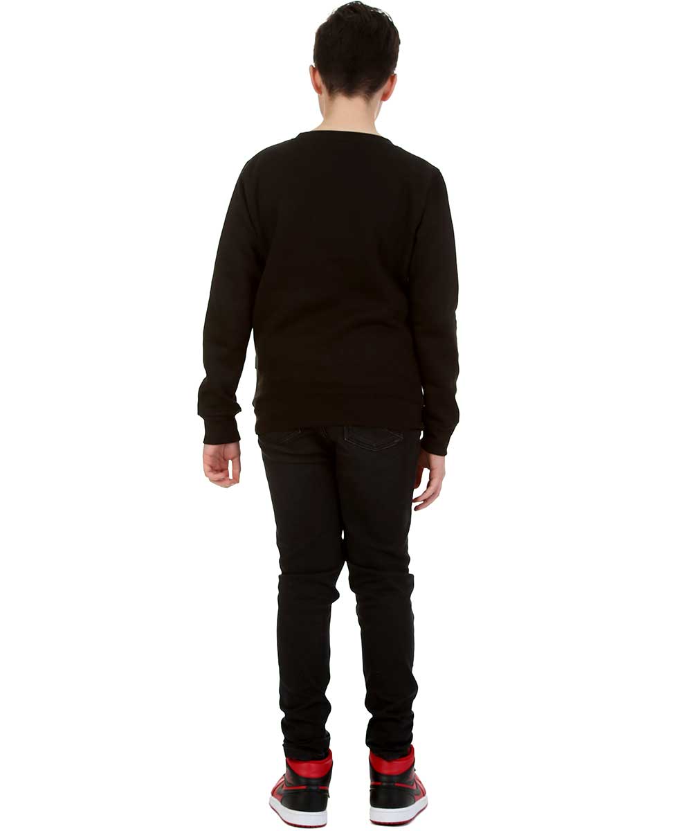 Kids Snowmen Christmas Tree Jumper Black