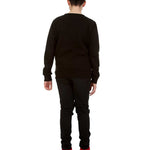 Kids Snowmen Christmas Tree Jumper Black