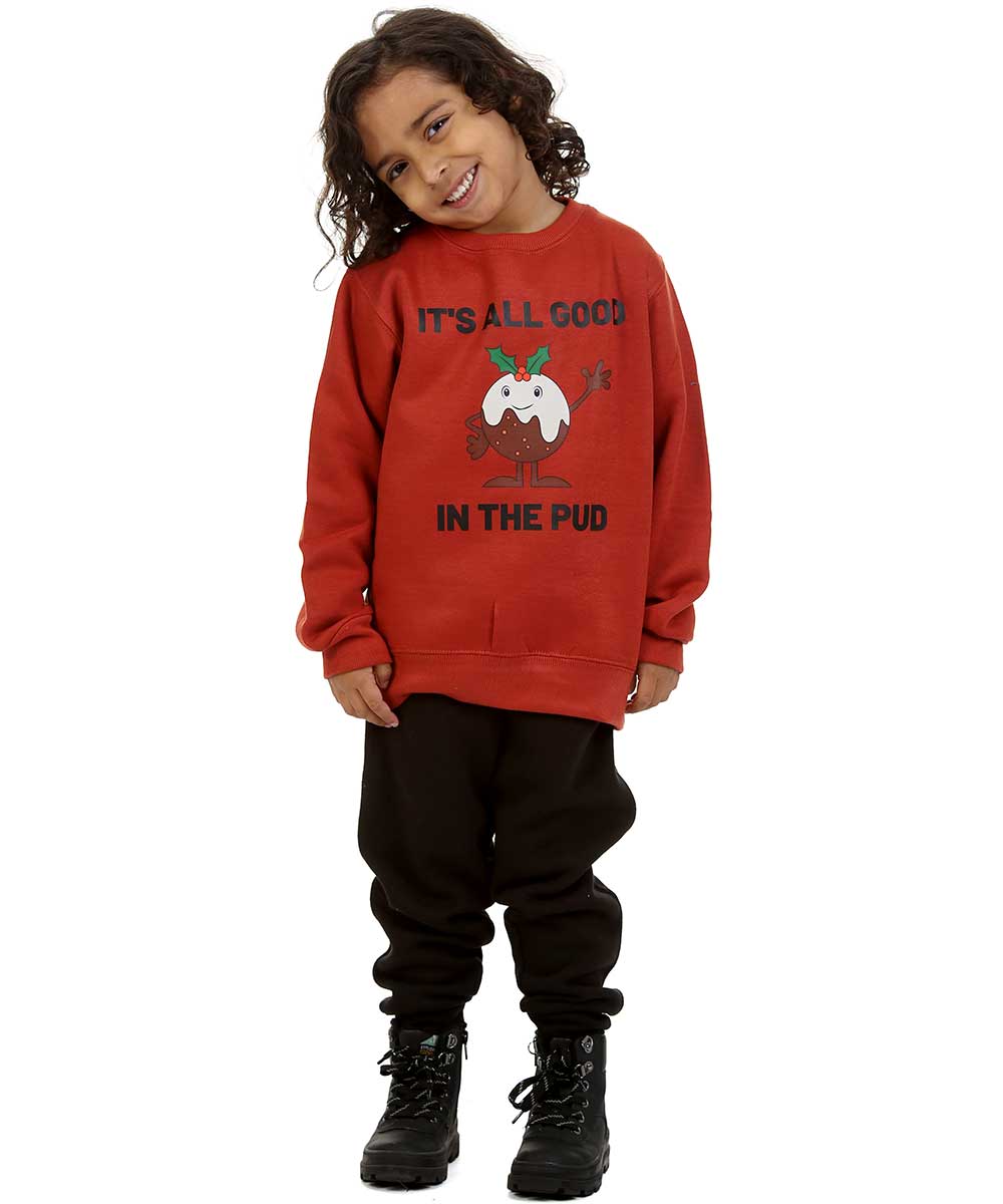 Trendy Toggs Kids Christmas pudding Jumper Rust