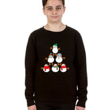 Kids Snowmen Christmas Tree Jumper Black
