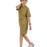 Kids Olive Green T-shirt and Shorts Set