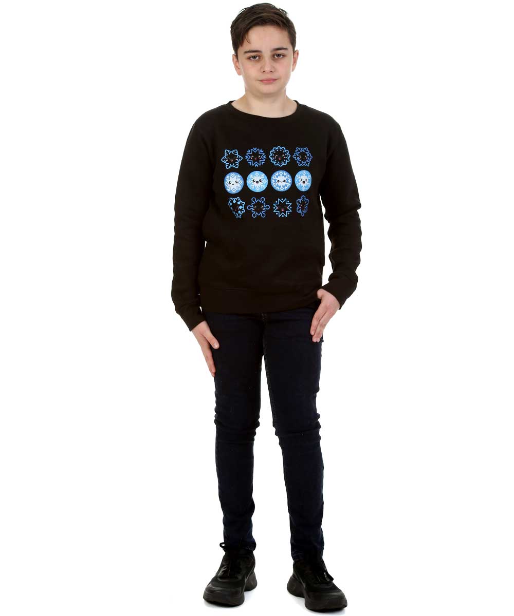 Trendy Toggs Kids Christmas Snowflake Emojis Jumper Black