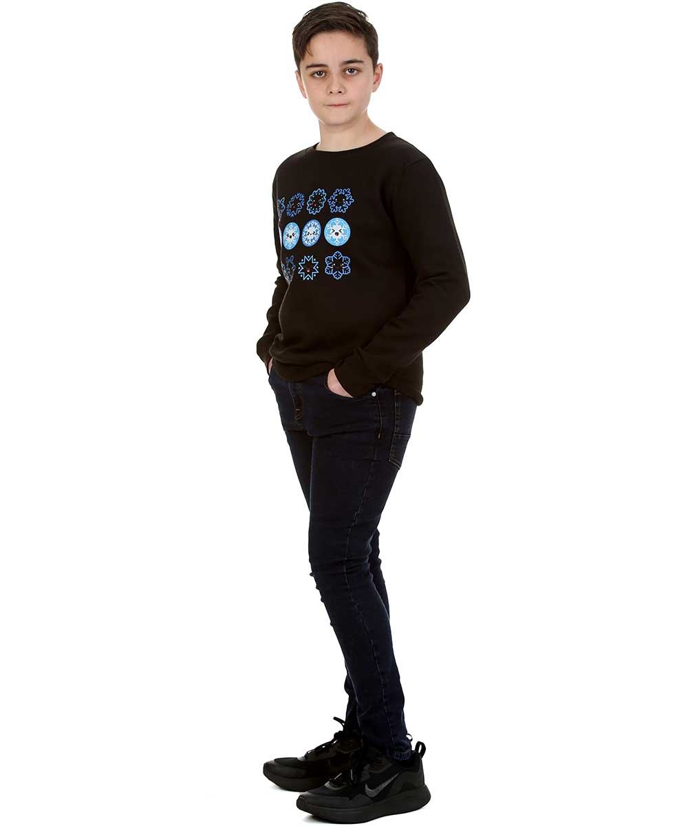 Trendy Toggs Kids Christmas Snowflake Emojis Jumper Black