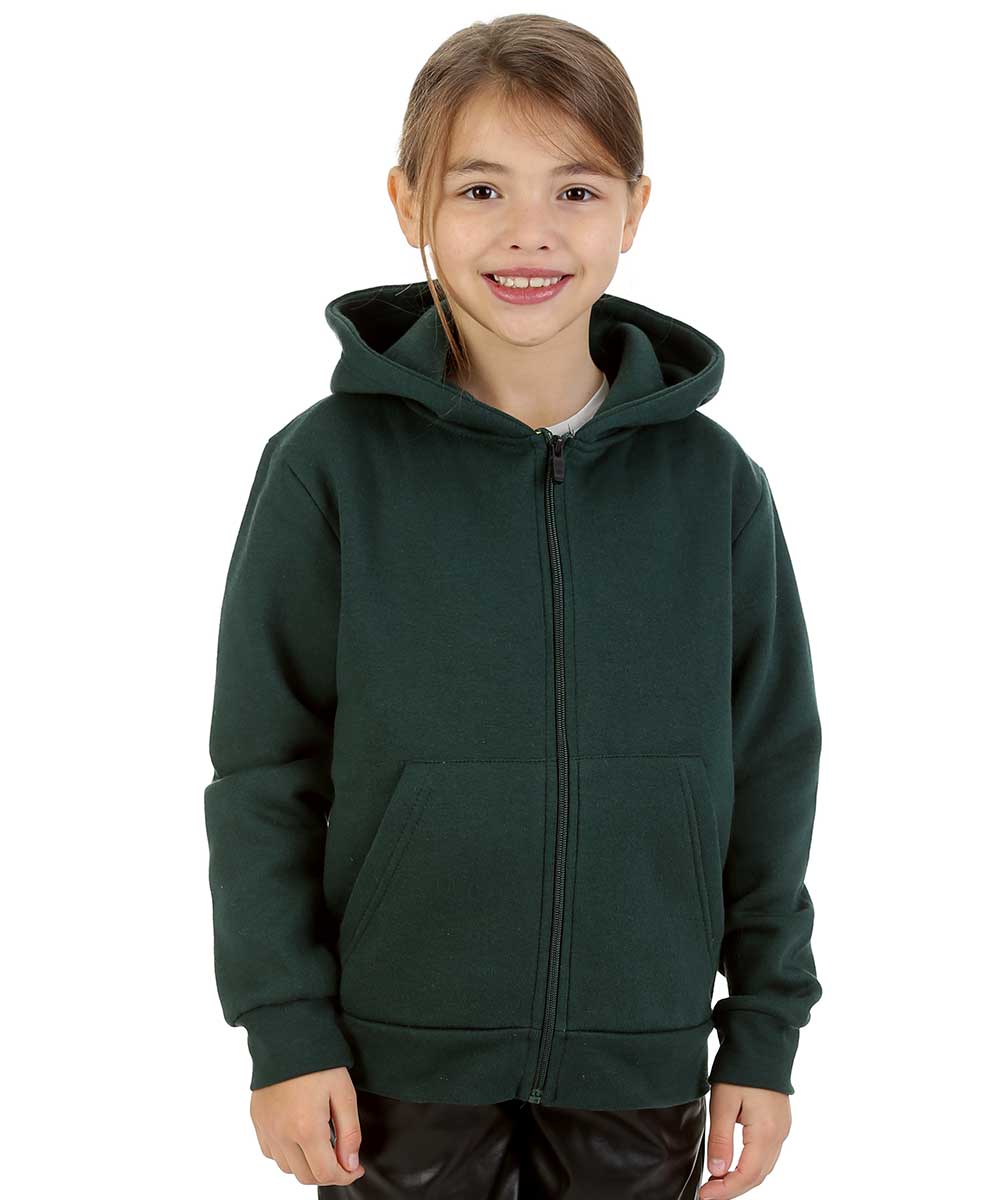 Trendy Toggs Kids Plain Bottle Green Zip Up Hoodie